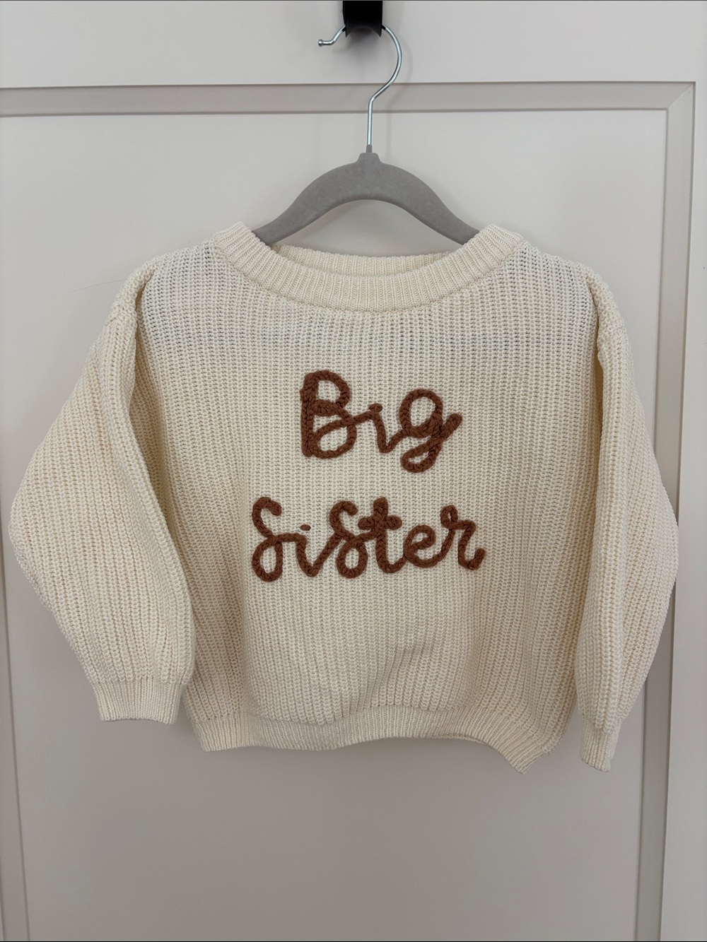 Cream "Big Sister" Knit Sweater Size 12-18 Months